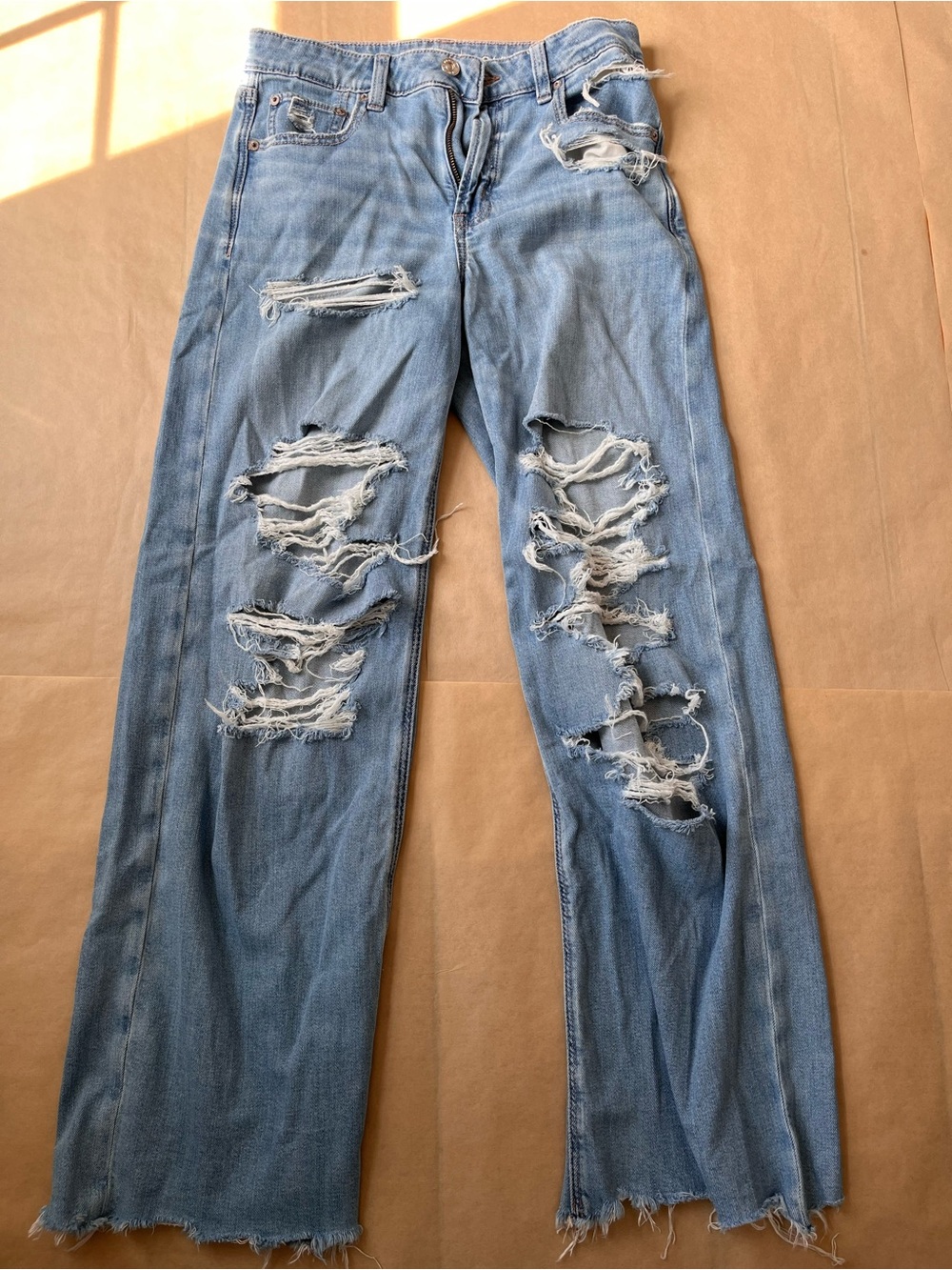 American Eagle Outfitters Ripped Super High-Rise Baggy Wide Leg Jeans